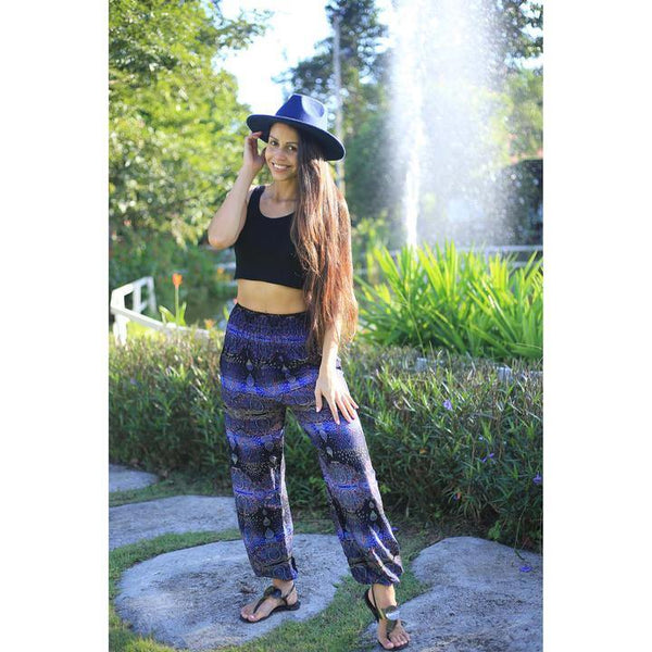 Gypsy Pants - Banded Paisley, Blue - Wanderlust Apparel SA