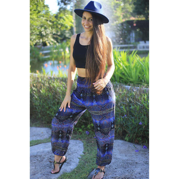 Gypsy Pants - Banded Paisley, Blue - Wanderlust Apparel SA