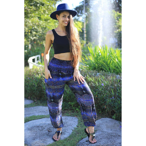 Gypsy Pants - Banded Paisley, Blue - Wanderlust Apparel SA