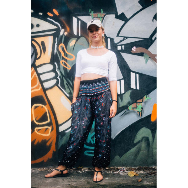 Gypsy Pants - Peacock Fantasy, Black