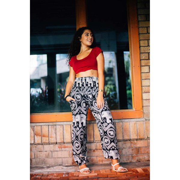Gypsy Pants - Elephant Circles, Black - Wanderlust Apparel SA