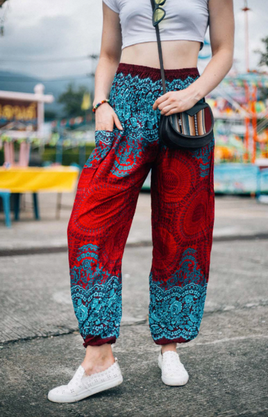 Gypsy Pants - Honeycomb Lace, Fire & Ice - Wanderlust Apparel SA
