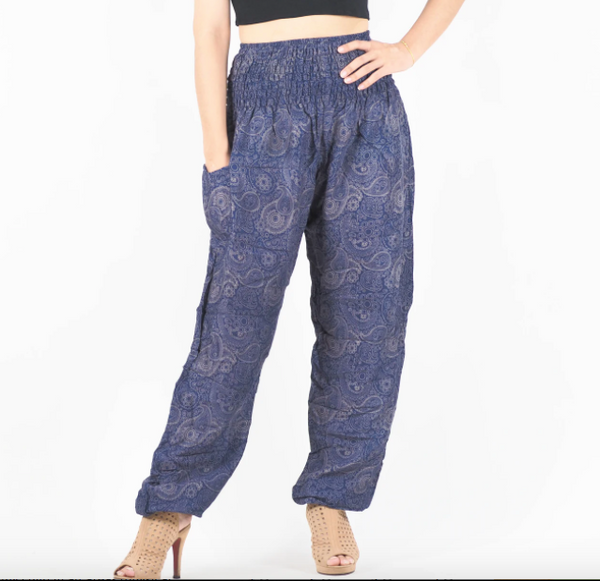 Gypsy Pants - Paisley Mystery, Navy - Wanderlust Apparel SA