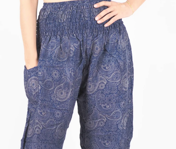 Gypsy Pants - Paisley Mystery, Navy - Wanderlust Apparel SA