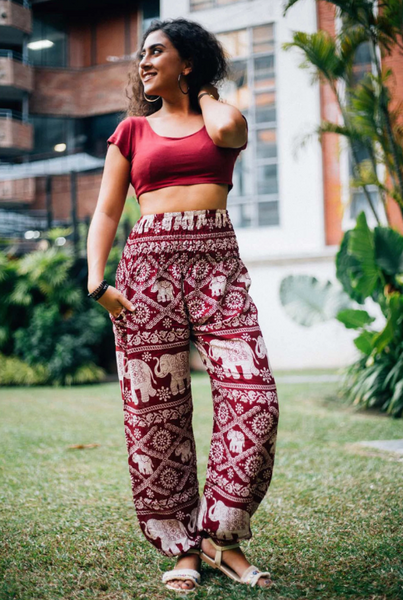 Gypsy Pants - Classic Elephant, Red