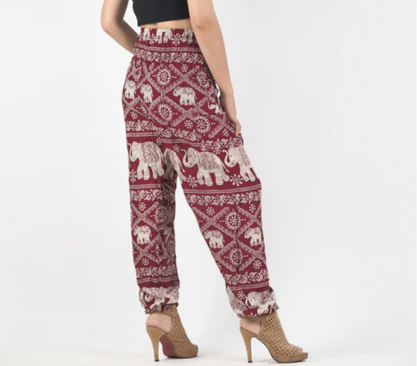 Gypsy Pants - Classic Elephant, Red