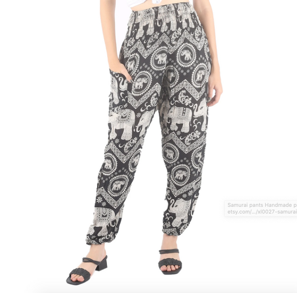 Gypsy Pants - Elephant Circles, Black