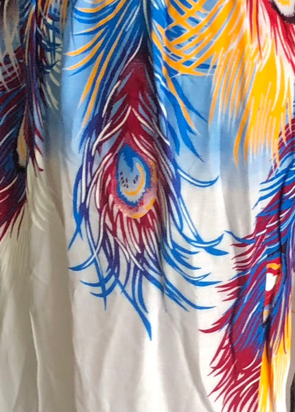 Gypsy Pants - Feathers White & Blue