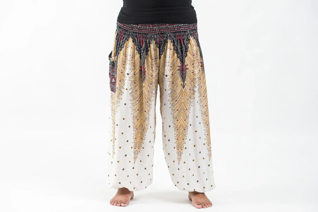 Gypsy Pants - Peacock Feather, White