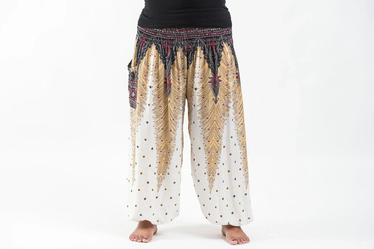 Gypsy Pants - Peacock Feather, White
