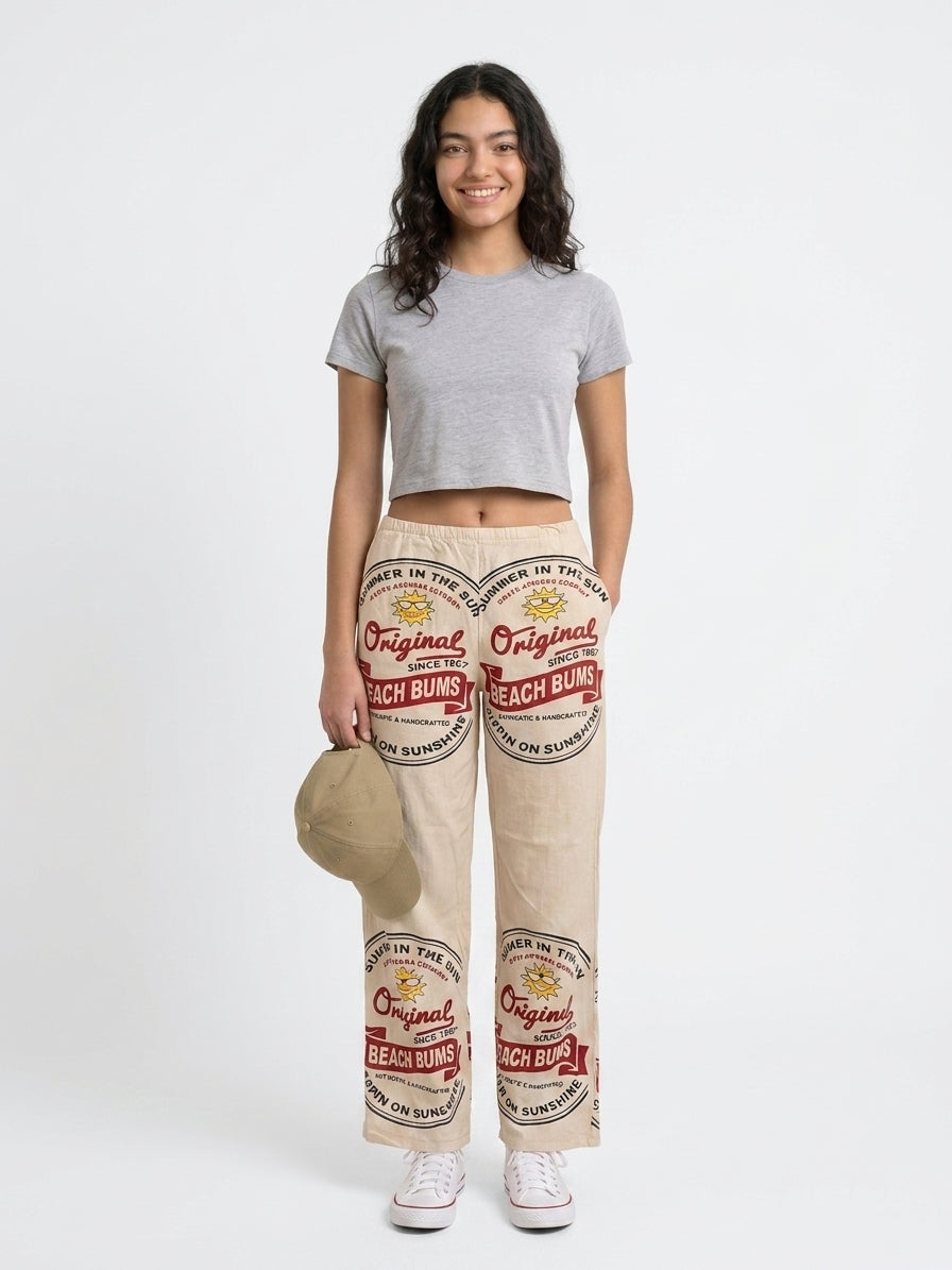Beach Bums Printed Cotton Pants (Unisex)