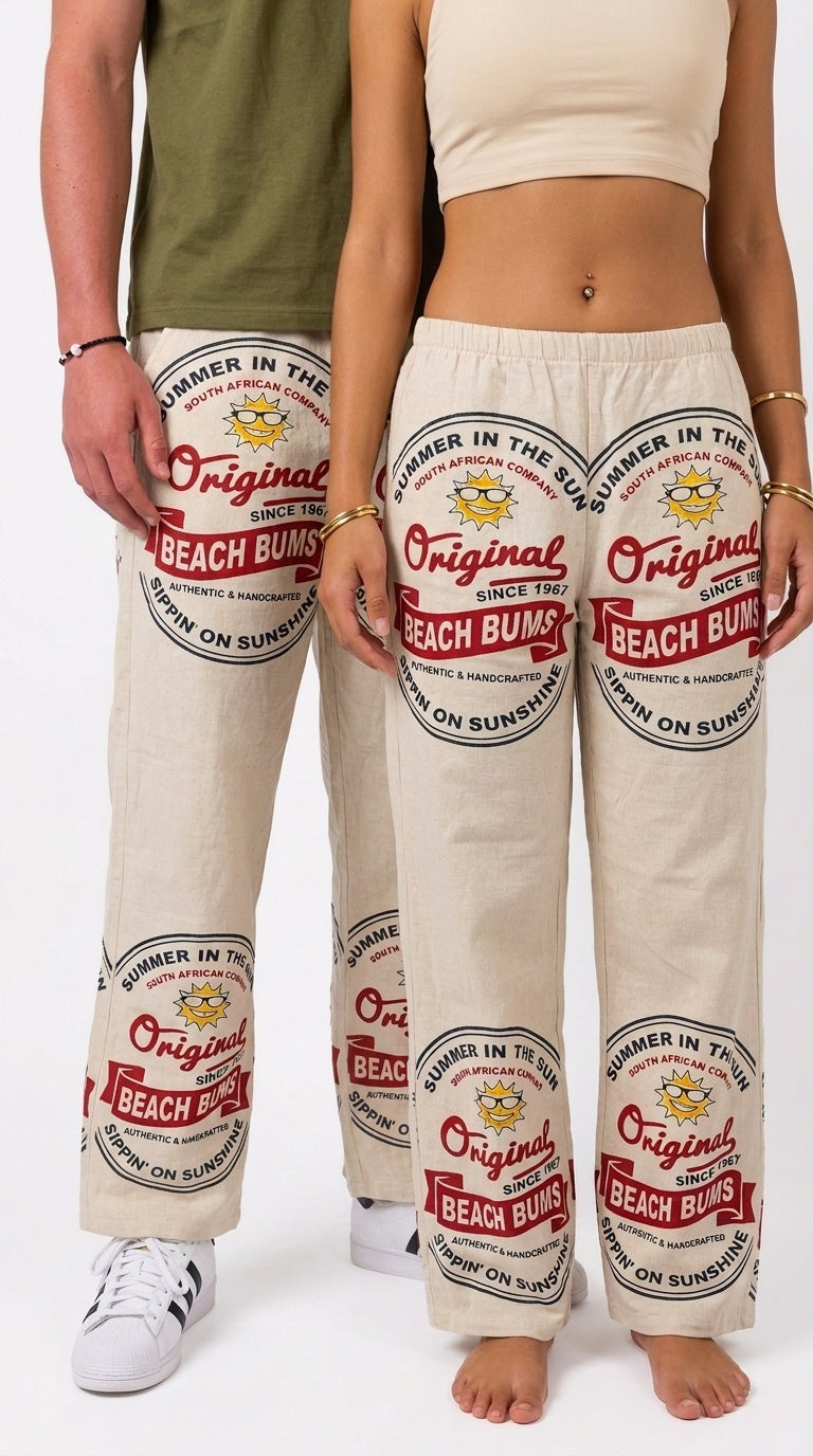 Beach Bums Printed Cotton Pants (Unisex)