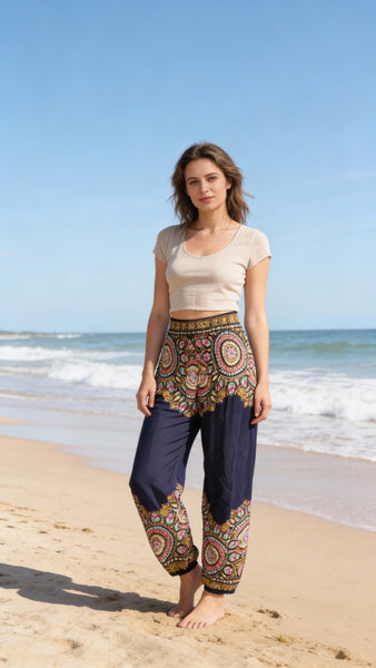 Gypsy Pants - stained glass, navy
