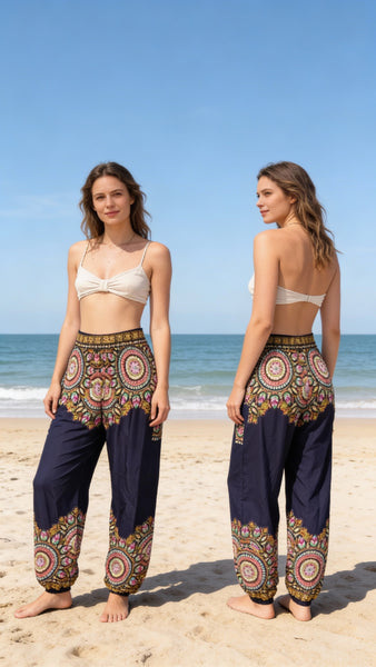 Gypsy Pants - stained glass, navy