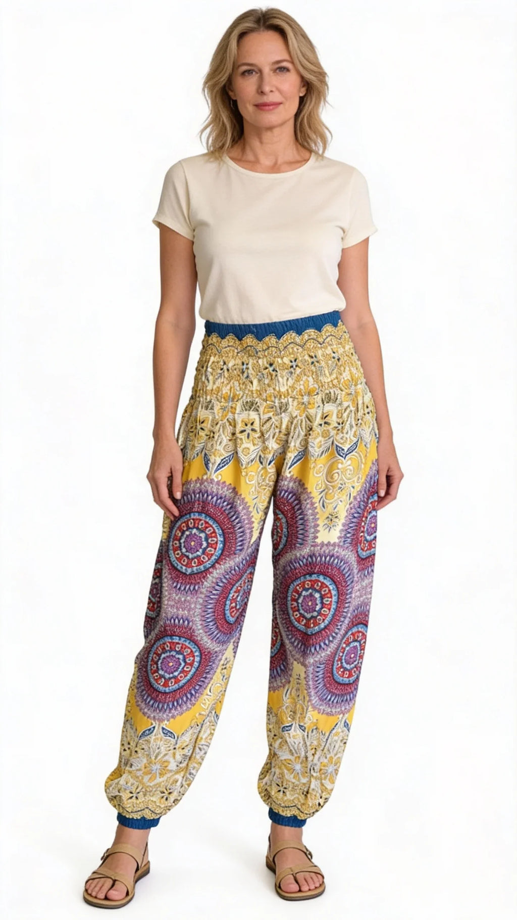Gypsy Pants - Colored Mandalas - Soft Lemon