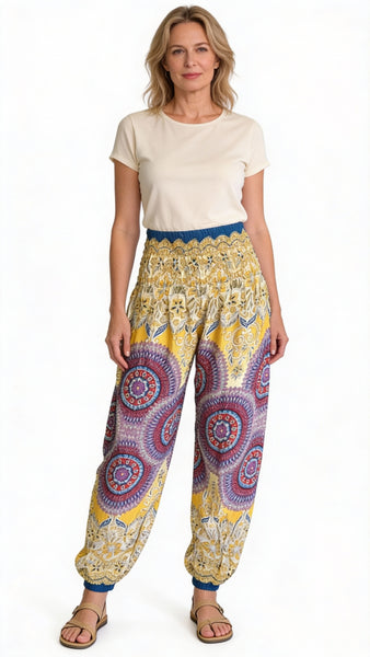 Gypsy Pants - Colored Mandalas - Soft Lemon