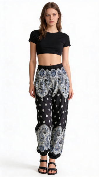 Gypsy Pants - Persian mandalas - Blue, White & Black