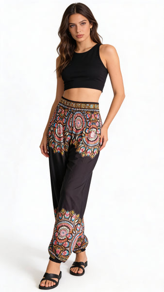 Gypsy Pants - stained glass, Black