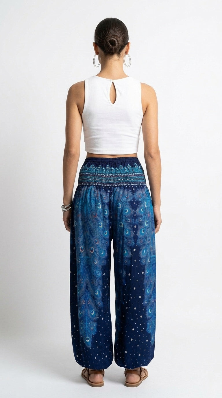 Gypsy Pants - Peacock Fantasy, Blue
