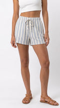 Blue Stripe Viscose Shorts
