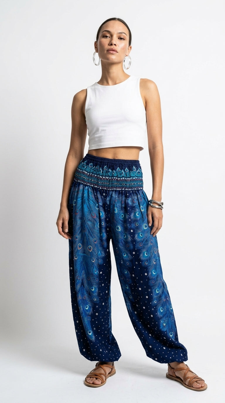 Gypsy Pants - Peacock Fantasy, Blue