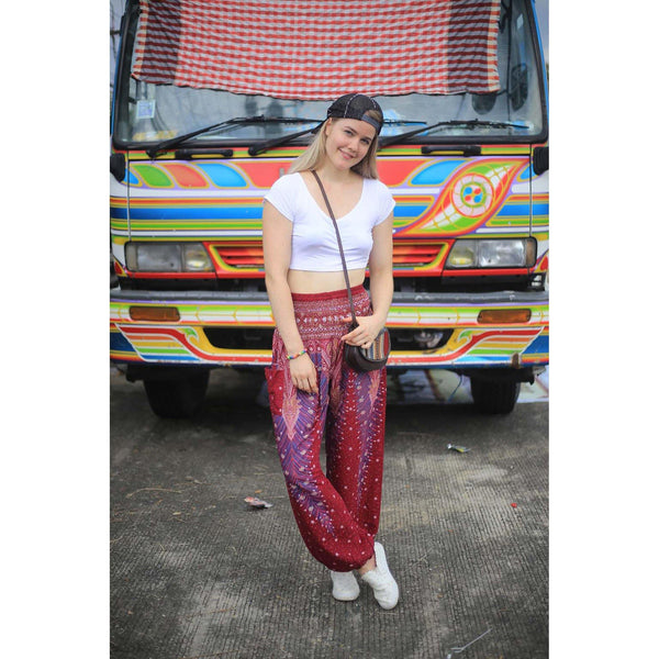 Gypsy Pants - Peacock Feather, Wine - Wanderlust Apparel SA
