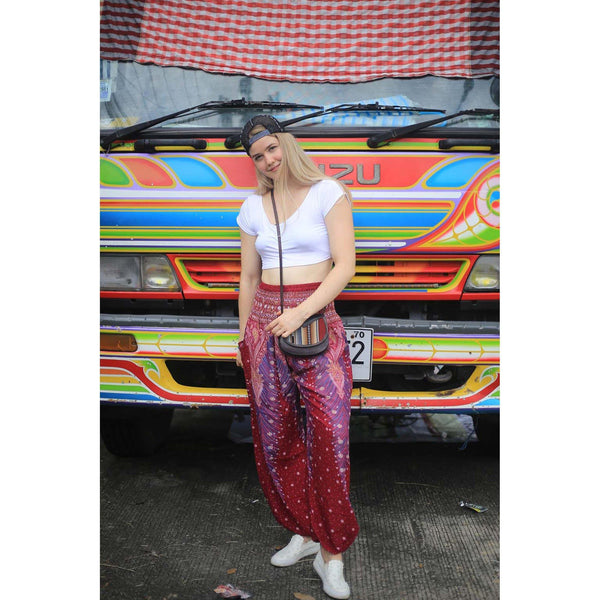 Gypsy Pants - Peacock Feather, Wine - Wanderlust Apparel SA