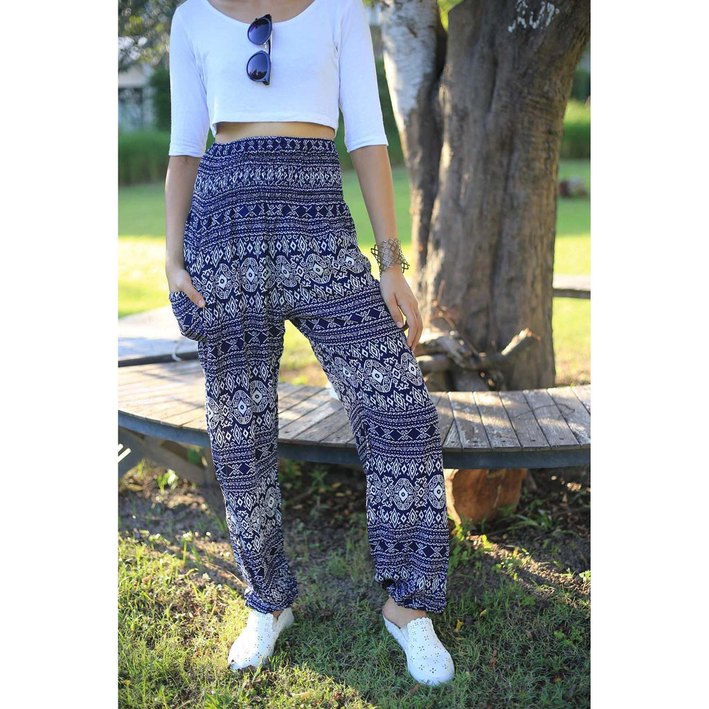 Gypsy Pants - Tribal Print, Navy - Wanderlust Apparel SA