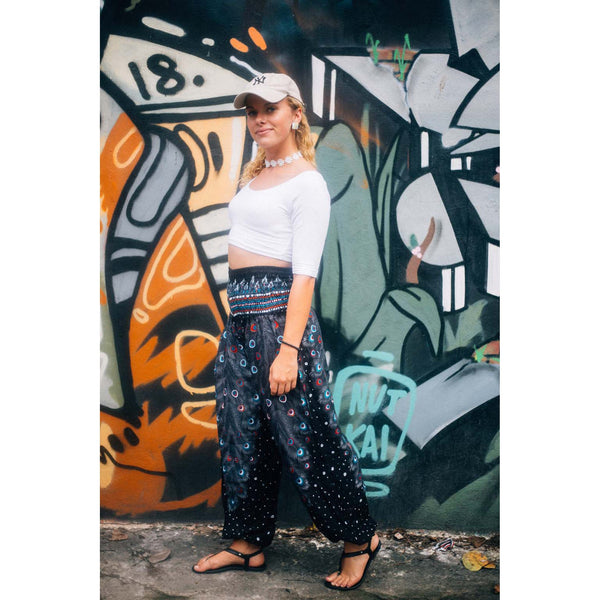 Gypsy Pants - Peacock Fantasy, Black
