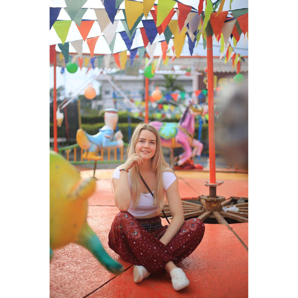 Gypsy Pants - Peacock Fantasy, Maroon - Wanderlust Apparel SA