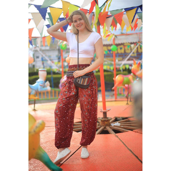 Gypsy Pants - Peacock Fantasy, Maroon - Wanderlust Apparel SA