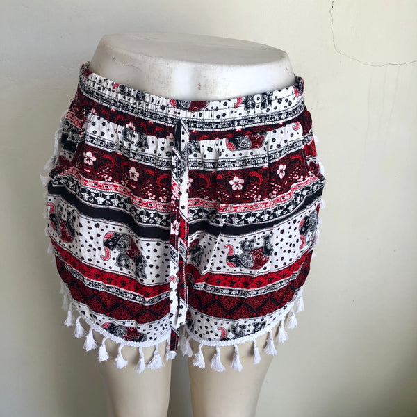 Tassel Shorts - Black & Red Ellies