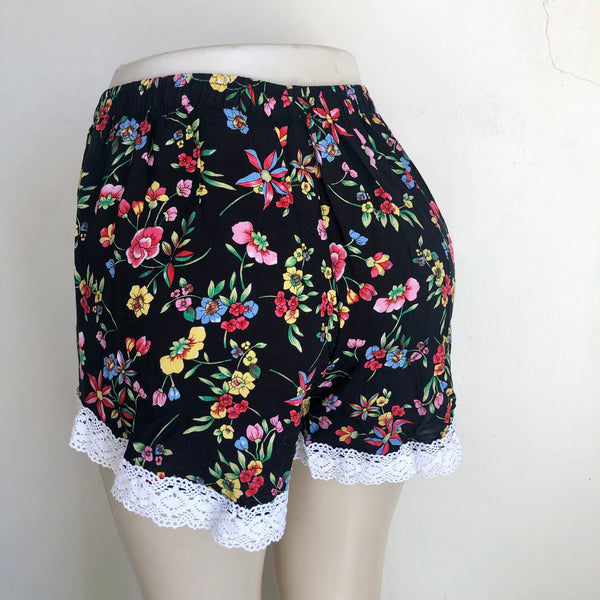 Petal Shorts - Black & Pink Floral