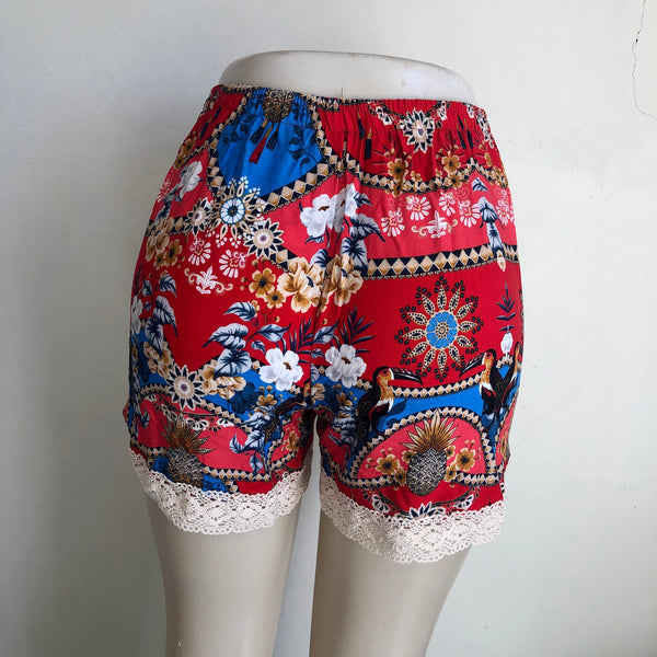 Petal Shorts - Red Tropical