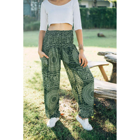 Gypsy Pants - Monotone Mandala - Forest Green - Wanderlust Apparel SA