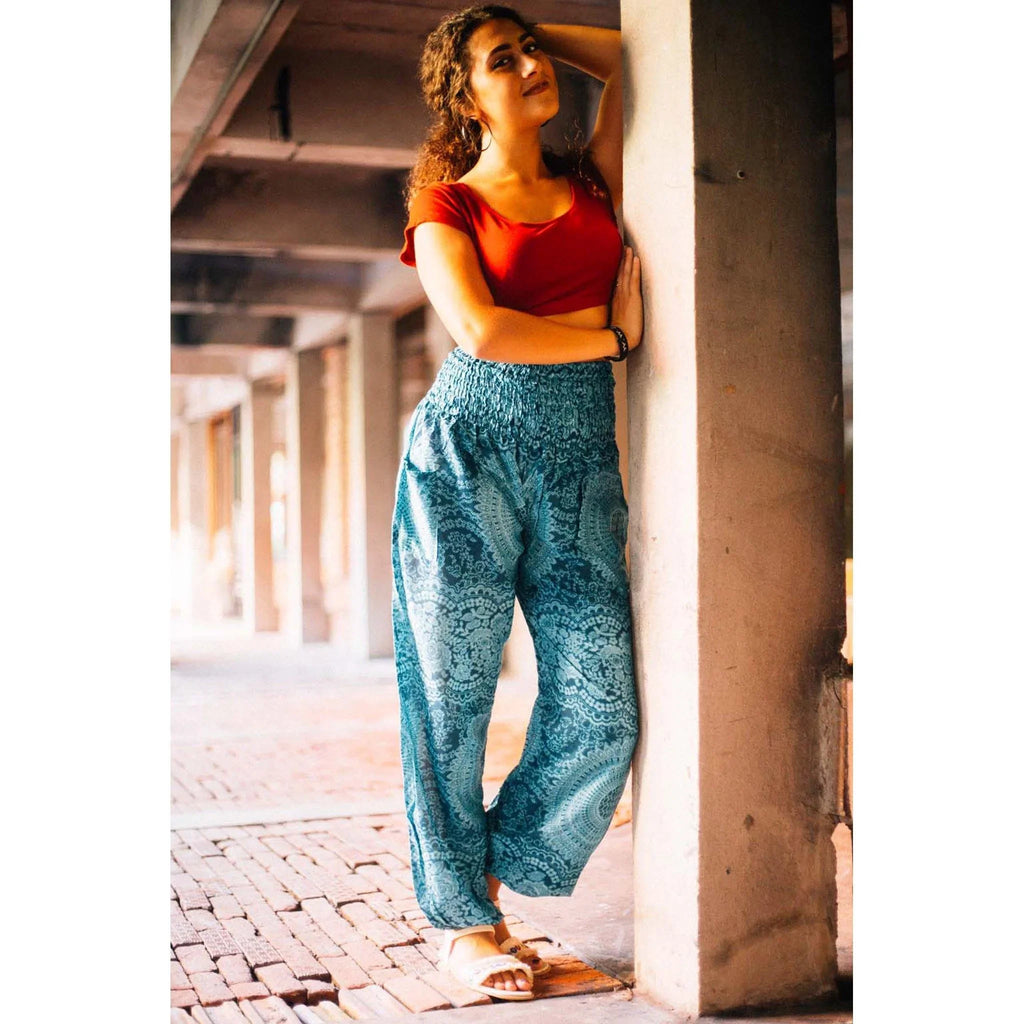 Gypsy Pants - Monotone Mandala - Caribbean Blues - Wanderlust Apparel SA