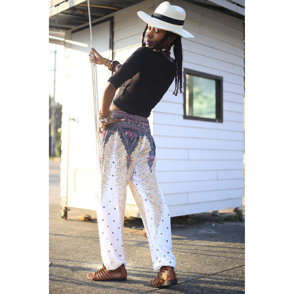 Gypsy Pants - Peacock Feather, White