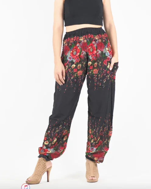 Gypsy Pants - Vintage Floral Black