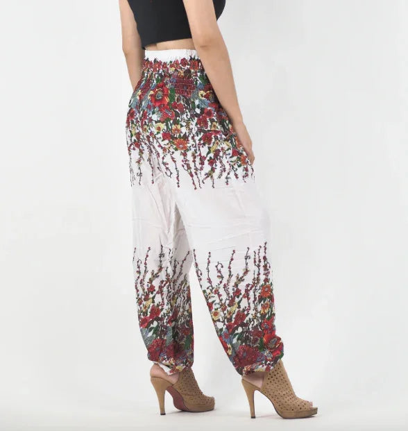 Gypsy Pants - Vintage Floral, White & Red