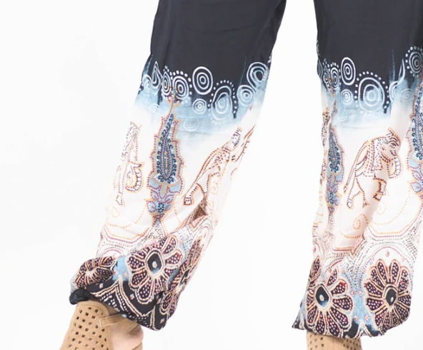 Gypsy Pants - Batik Elephant Black - Wanderlust Apparel SA