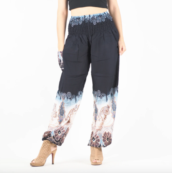 Gypsy Pants - Batik Elephant Black - Wanderlust Apparel SA