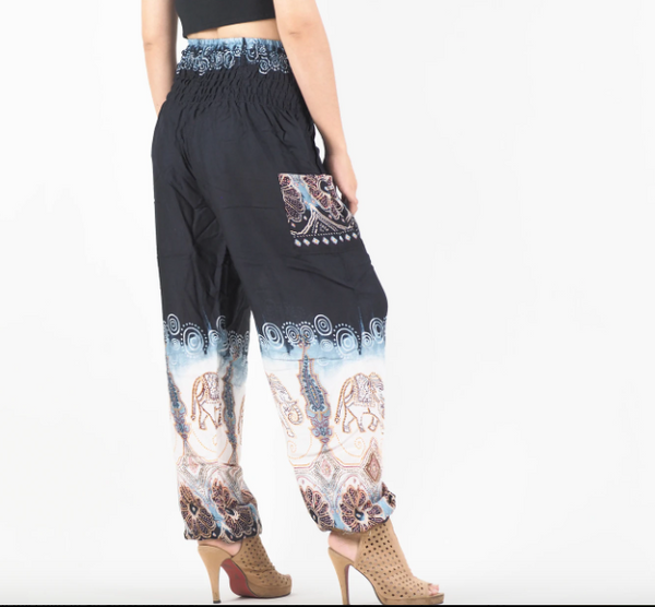 Gypsy Pants - Batik Elephant Black - Wanderlust Apparel SA