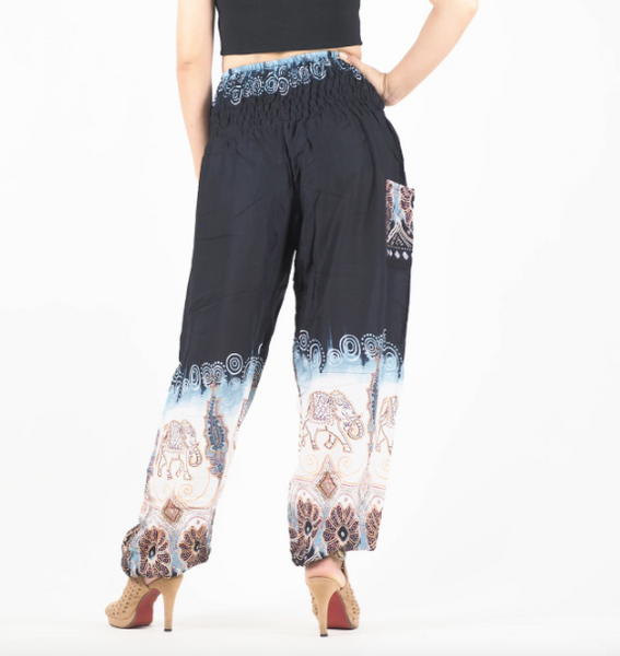 Gypsy Pants - Batik Elephant Black - Wanderlust Apparel SA