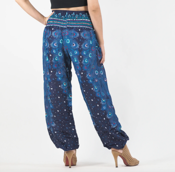 Gypsy Pants - Peacock Fantasy, Blue - Wanderlust Apparel SA