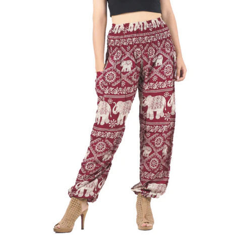 Gypsy Pants - Classic Elephant, Red
