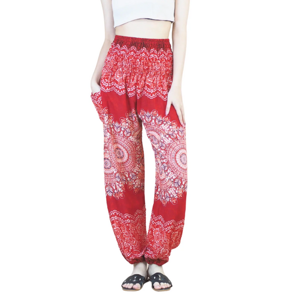 Gypsy Pants - Lacy Mandala, Racy Red