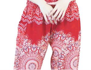 Gypsy Pants - Lacy Mandala, Racy Red