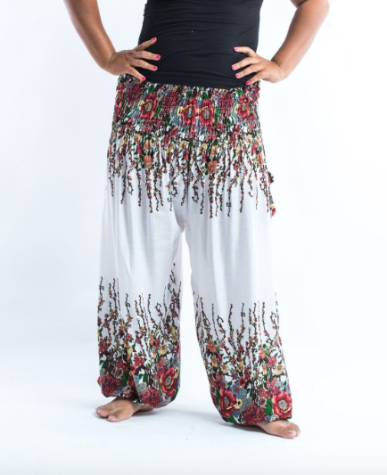 Gypsy Pants - Vintage Floral, White & Red