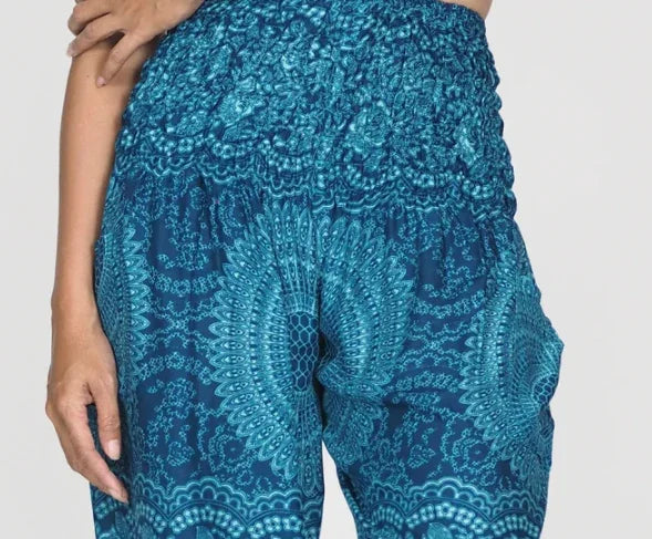 Gypsy Pants - Monotone Mandala - Caribbean Blues - Wanderlust Apparel SA