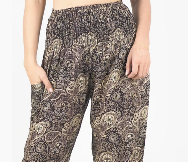 Gypsy Pants - Paisley Mystery, Black & Gold